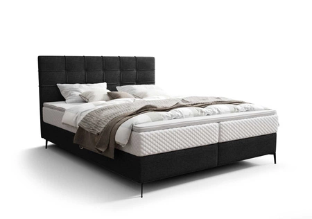 Boxspringbett Irvine 180x200 schwarz stilvolles Bett mit Bettzeugablage komfortables Kopfteil besticht durch sein elegantes Design