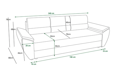 Sofa Fogu Bis grau Esche stilvolles Sofa mit bequemen Armlehnen Cord-Stoff-Polsterung Container für Bettzeug