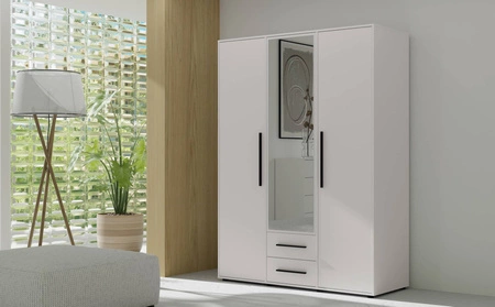 Spiegelschrank Maxione 150 cm weiß funktionaler Kleiderschrank für Schlafzimmer Jugendzimmer oder Flur mit Schubladen angereichert