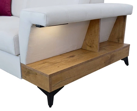 Ecksofa mit Schlaffunktion Bresso braun/schwarz links Ecksofa mit praktischer Ablage in Eiche lancelot verstellbare Kopfstützen