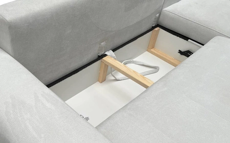 Ecksofa mit Schlaffunktion Bovec ecru rechts stilvolles Ecksofa mit ergonomischer Form hydrophobem Stoff