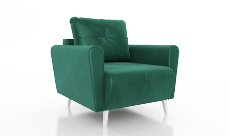 Sessel Felicie Flasche grün eleganter Sessel für Wohnzimmer mit geräumigen und weichen Sitz Holzbeine geben visuelle Leichtigkeit