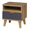 Nachttisch mit Schublade Memone Eiche gold / graphit stilvoller Schrank für Schlafzimmer oder Jugendzimmer im skandinavischen Stil