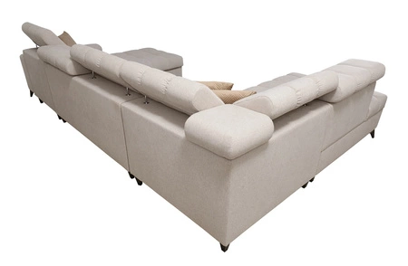 Ecksofa mit Schlaffunktion Bolmso VI grün rechts bequemes Ecksofa mit verstellbaren Kopfstützen dekorative Steppung auf der Sitzfläche