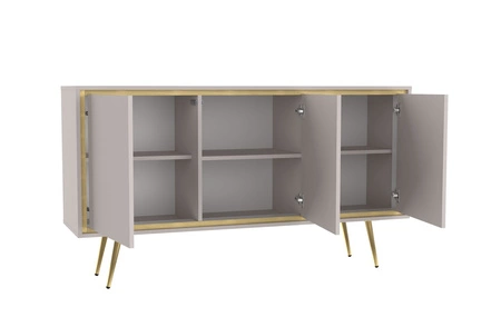 Nevea 150 cm beige elegante Kommode für das Wohnzimmer mit einem subtilen und interessanten Design push to open Türsystem