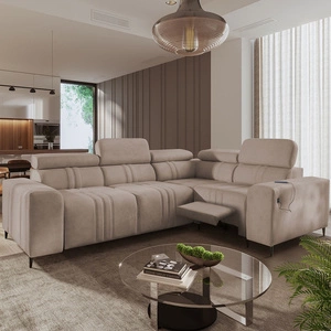 Ecksofa mit Schlaffunktion Castel II Lux hellbraun rechts bequemes Ecksofa für das Wohnzimmer mit komfortablem ausziehbarem Fußteil