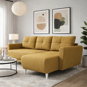 Ecksofa mit Schlaffunktion Felicie Senfgelb Universal-Ecksofa stilvolles Design das sich in jede Einrichtung einfügt