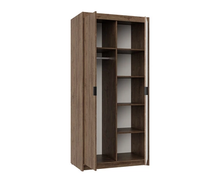 Rene Kleiderschrank 90 cm Eiche lefkas klassisches Design schlichte Form idealer Kleiderschrank mit Spiegel für Schlafzimmer oder Flur ABS beendet Kanten