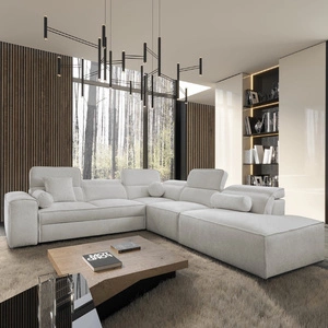 Ecksofa mit Schlaffunktion Viano IX grau Esche rechts stilvolles Ecksofa mit Bettzeugcontainer ideales Möbelstück für ein großes Wohnzimmer