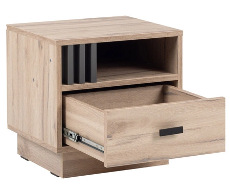 Möbelset für Schlafzimmer Estan Eiche hell / anthrazit Zeitloses Design Schlafzimmermöbel-Set geräumiger Schiebeschrank mit Spiegel