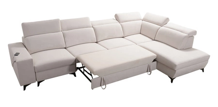 Ecksofa mit Schlaffunktion Kelly Sleek XI hellbraun rechtshändig stilvolles und bequemes Ecksofa aus strapazierfähigem Webstoff