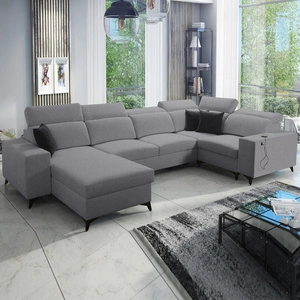 Ecksofa mit Schlaffunktion Kelly Sleek IV grau linke Ecke Schlafsofa mit Bettzeugkästen Webstoff