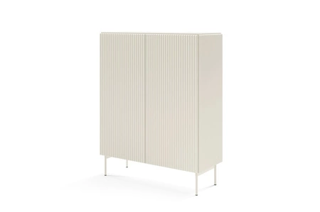 Möbelset Muti beige Designer-Wohnwand auffällige Rillen in den Möbelfronten und Korpus Push-to-Open-System