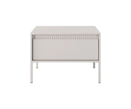 Sesti Möbel Set beige modernes und originelles Design Schrankwand interessante Kombination von Riffelung mit glatten Push-to-Open-Fronten