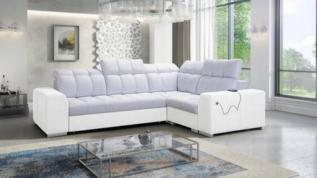 Ecksofa mit Schlaffunktion Luigi II Esche grau/weiß rechtes Ecksofa mit Bettkasten für den täglichen Liegekomfort