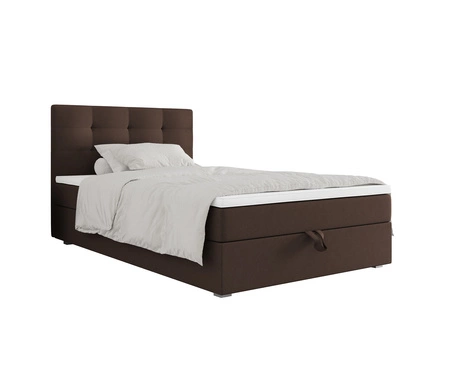 Boxspringbett Flint 100x200 braun im modernen skandinavischen Stil mit gepolstertem Kopfteil Bett mit Staukasten