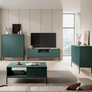Möbelset Lovro pastellgrün modernes Design Schrankwand für Wohnzimmer oder Sitzungssaal