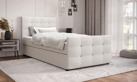 Boxspringbett Kansas 100x200 beige Bett im modernen skandinavischen Stil mit gepolstertem Kopf- und Fußteil