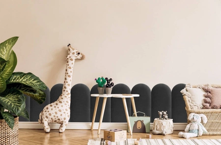 Polsterpaneel Wally 30x80 cm graphit stilvolles Wandpaneel Zaun Veloursstoff modisches Finish für jede Einrichtung