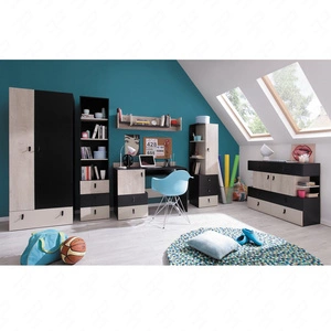 Möbelset Niko schwarz / Eiche / beige ideal für ein Jugend- oder Kinderzimmer in einem trendigen Stil