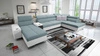 Ecksofa mit Schlaffunktion Dafni V arktikblau/weiß links geflochten bequemes und praktisches Ecksofa mit verstellbaren Kopfstützen