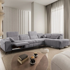 Ecksofa mit Schlaffunktion Penejos XI Lux hellgrau rechtshändig stilvolles Ecksofa mit komfortablem ausziehbarem Fußteil