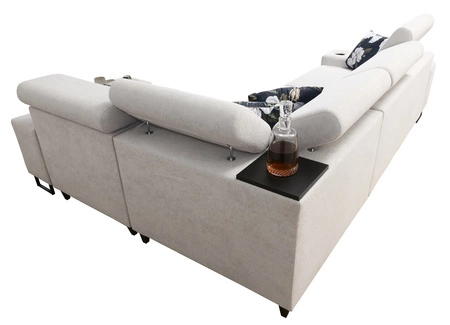 Schlafsofa Flavio II grau Esche / Graphit rechts komfortable Ecke Schlafsofa offene Bar in der Seite der Möbel