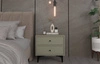 Kioto I Eukalyptus Nachttisch mit Schubladen ideal Schlafzimmer Schrank subtile Griffe Metall Beine