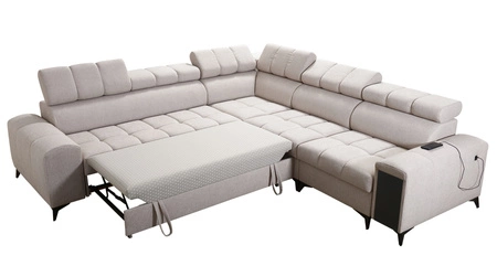 Ecksofa mit Schlaffunktion Bolmso III graphit rechts Ecksofa mit Bettzeugcontainer Schublade mit Vollauszug in der Seite des Möbels