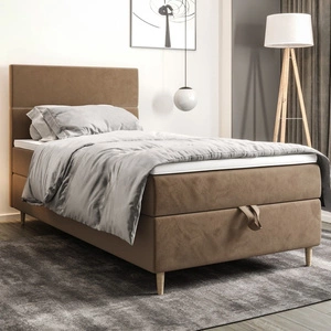 Boxspringbett Bing 100x200 hellbraun im modernen skandinavischen Stil mit gepolstertem Kopfteil Bett mit Staukasten