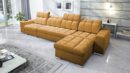 Ecksofa mit Schlaffunktion Luigi XII honey rechtes ein stilvolles Ecksofa für das Wohnzimmer in einer minimalistischen und eleganten Ausführung