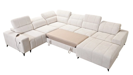 Ecksofa mit Schlaffunktion Penejos VIII dunkelbeige rechte Seite stilvolles Ecksofa aus strapazierfähigem Stoff