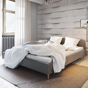 Ivrea 140x200 Polsterbett hellgrau mit Kopfteil im modernen Stil ideal für Schlafzimmer