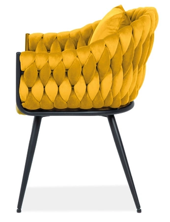 Geflechtstuhl Nuvbo 47x53 cm gelb modern und Designer Industriestuhl auf Metallgestell