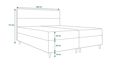 Boxspringbett Bing 160x200 marineblau im modernen skandinavischen Stil mit markantem Kopfteil