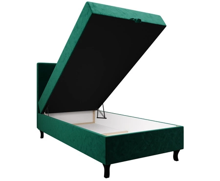 Boxspringbett Melba 100x200 flaschengrün Bett im modernen skandinavischen Stil mit gepolstertem Kopfteil Bett mit Staukasten