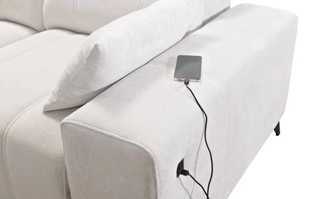 Ecksofa mit Schlaffunktion Penejos IV Lux blau linksseitig stilvolles Ecksofa mit bequemer ausziehbarer Fußstütze