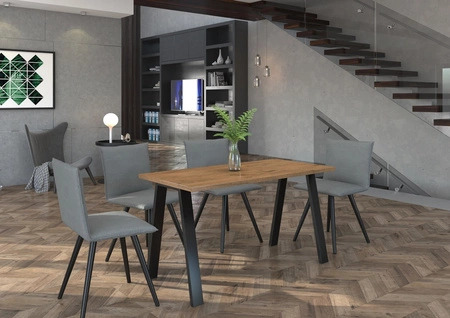 Malden Tisch 138x90 cm Eiche lancelot / schwarz schlichte Form der Möbel mit stilvollen schwarzen Beinen im Loft-Stil bereichert auslaufsichere Platte