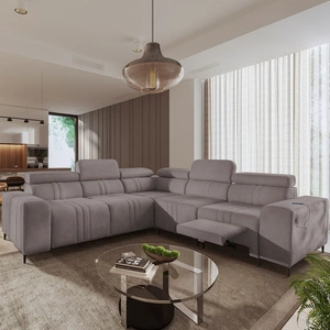 Ecksofa mit Schlaffunktion Castel III Lux graubraun rechtshändig äußerst bequemes Ecksofa für das Wohnzimmer mit ausziehbarer Fußstütze