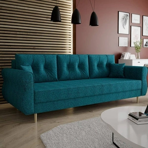 Wilkins Sofa mit Schlaffunktion blau elegantes Sofa für Wohnzimmer im skandinavischen Stil geschwungene Seiten verleihen Charakter