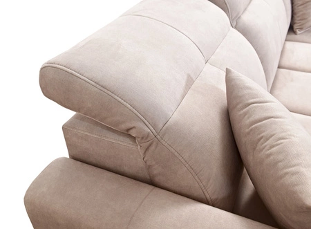 Sofa mit Schlaffunktion Laredo creme bequemes und stilvolles Wohnzimmersofa mit verstellbaren Kopfstützen weicher Veloursstoff