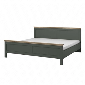 Evora Bett 160x200 cm Flasche grün / Eiche lefkas stilvolles Design ausdrucksstarke Farben Bett für Schlafzimmer im klassischen Stil