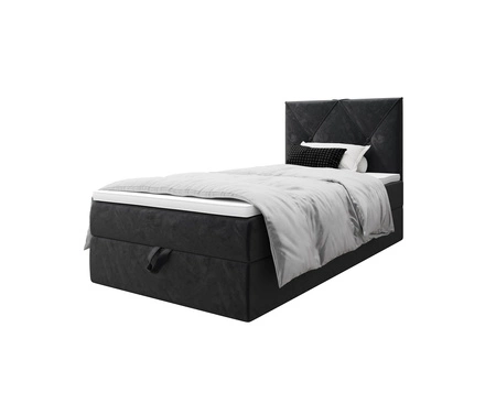 Boxspringbett Arvada 90x200 graphit Bett im modernen skandinavischen Stil mit gepolstertem Kopfteil Bett mit Staukasten