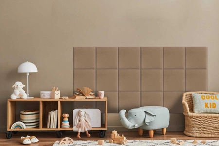 Gepolstertes Paneel Quadra 50x50 cm beige stilvolles Wandpaneel quadratischer Veloursstoff modisches Finish für jede Einrichtung