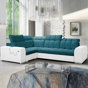 Ecksofa mit Schlaffunktion Luigi II türkis/weiß links Komfort für die tägliche Entspannung Ecksofa mit Bettkasten