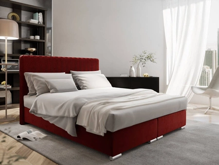 Boxspringbett Sarona 160x200 dunkelrot Bett im modernen skandinavischen Stil mit markantem Kopfteil
