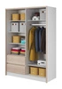 Schiebeschrank Cento 154 cm weiß / Eiche sonoma modernes Design Kleiderschrank ideal für Schlafzimmer Kleiderschrank oder Flur