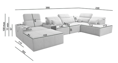 Ecksofa mit Schlaffunktion Tesalia V mint links komfortables Ecksofa mit Schublade und Schiebefunktion der Rückenlehne