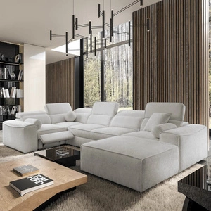 Ecksofa mit Schlaffunktion Viano IV Lux grau Esche rechts Ecksofa mit ausziehbarem Fußteil großer Stauraum für Bettzeug