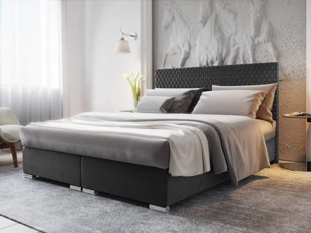 Boxspringbett Fargo 160x200 grau Bett im modernen skandinavischen Stil mit markantem Kopfteil